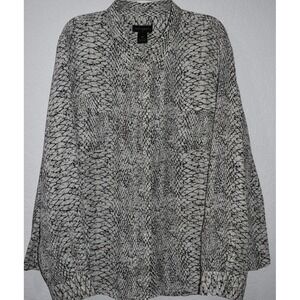 Investments II 3X Flowy Lightweight Blouse Top Roll-Tab Slv Snake Print Roomy